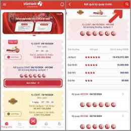 giao diện app vietlott 6/45 kết quả gần đây