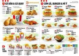 tính năng nổi bật menu gà rán kfc đà nẵng