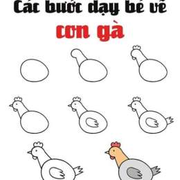 vẽ con gà trên đá